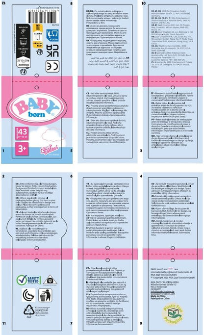 BABY born Zapf Creation Pyjamas with Long-Sleeved Shirt and Colourful Leggings for 43 cm Dolls