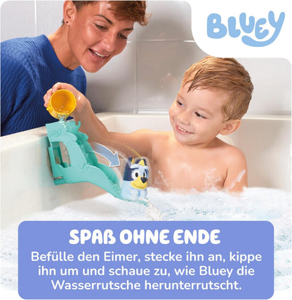Toomies Blueys Wasserrutsche, Badespielzeug für Kleinkinder, Wasserspaß mit Drehaugen, Fördert Feinmotorik, Mit Saugnäpfen, Ab 18 Monaten