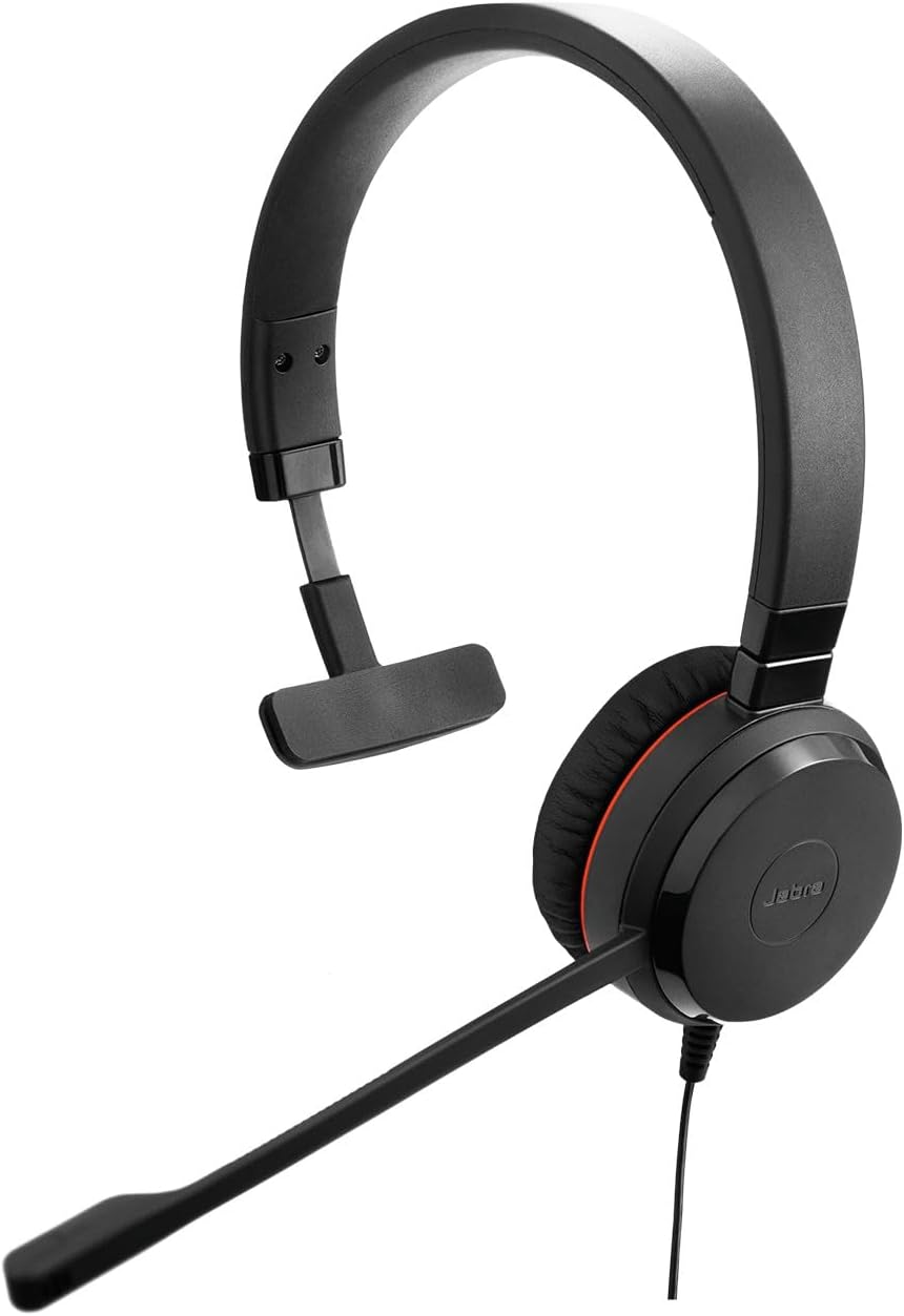 Jabra Evolve 20 SE Mono Headset – Unified Communication Certified Headphones for VoIP Softphone with Passive Noise Cancellation – USB-C/A – Black