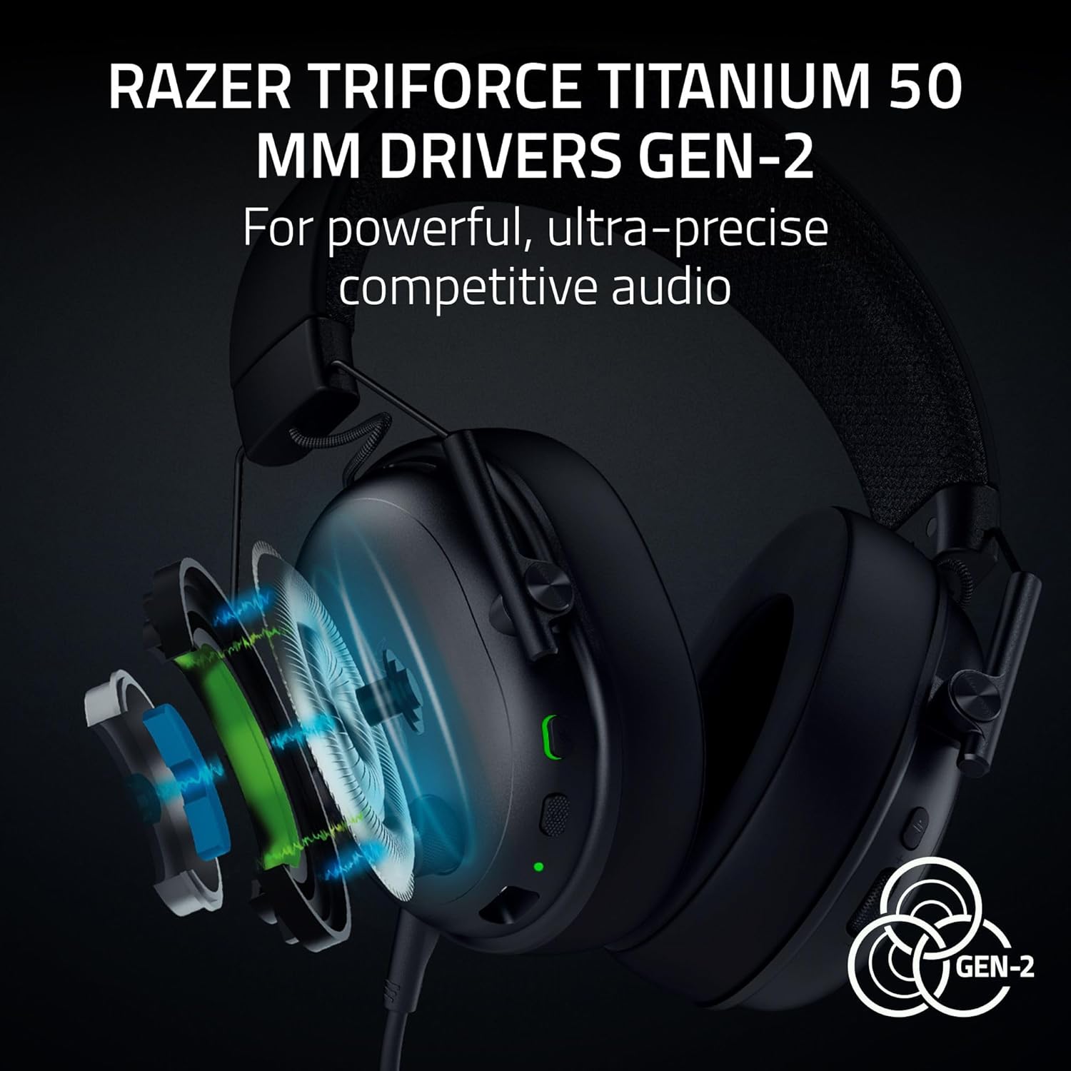 Razer BlackShark V3 - Wireless e-sports Headset - TriForce 50mm Drivers - Detachable broadband Microphone - THX Spatial Audio - Wireless 2,4 GHz & Bluetooth - FPS profiles - PC/Mac | Black