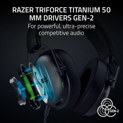 Razer BlackShark V3 - Wireless e-sports Headset - TriForce 50mm Drivers - Detachable broadband Microphone - THX Spatial Audio - Wireless 2,4 GHz & Bluetooth - FPS profiles - PC/Mac | Black