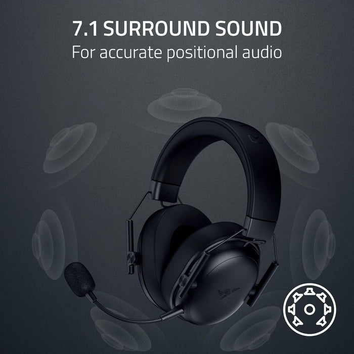 Razer BlackShark V3 X HyperSpeed - Wireless e-sports headset - Ultra lightweight 270g - TriForce 50mm driver - Detachable Microphone - Surround sound - HyperSpeed 2,4Ghz & Bluetooth - PC/Mac | Black