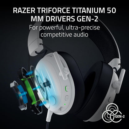 Razer BlackShark V3 - Wireless e-sports Headset - TriForce 50mm Drivers - Detachable broadband Microphone - THX Spatial Audio - Wireless 2,4 GHz & Bluetooth - FPS profiles - PC/Mac | White