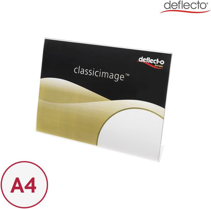 Deflecto A4 Portrait Slanted Sign Holder - A4 Plastic Display Stand - A4 Menu Holders - Stands for Display - Leaflet Display Stands - Display Stand A4 Poster Holder A4 - Portrait 1