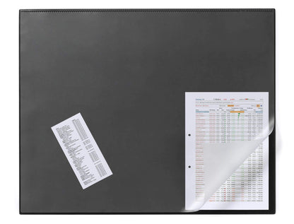 Durable Desk Mat with Transparent Overlay in Black | 65 x 52 cm | Pack of 1 | ComforTable To Use | Ideal for Keeping Small Notes and Reminders Close to Hand 650 x 520mm black
