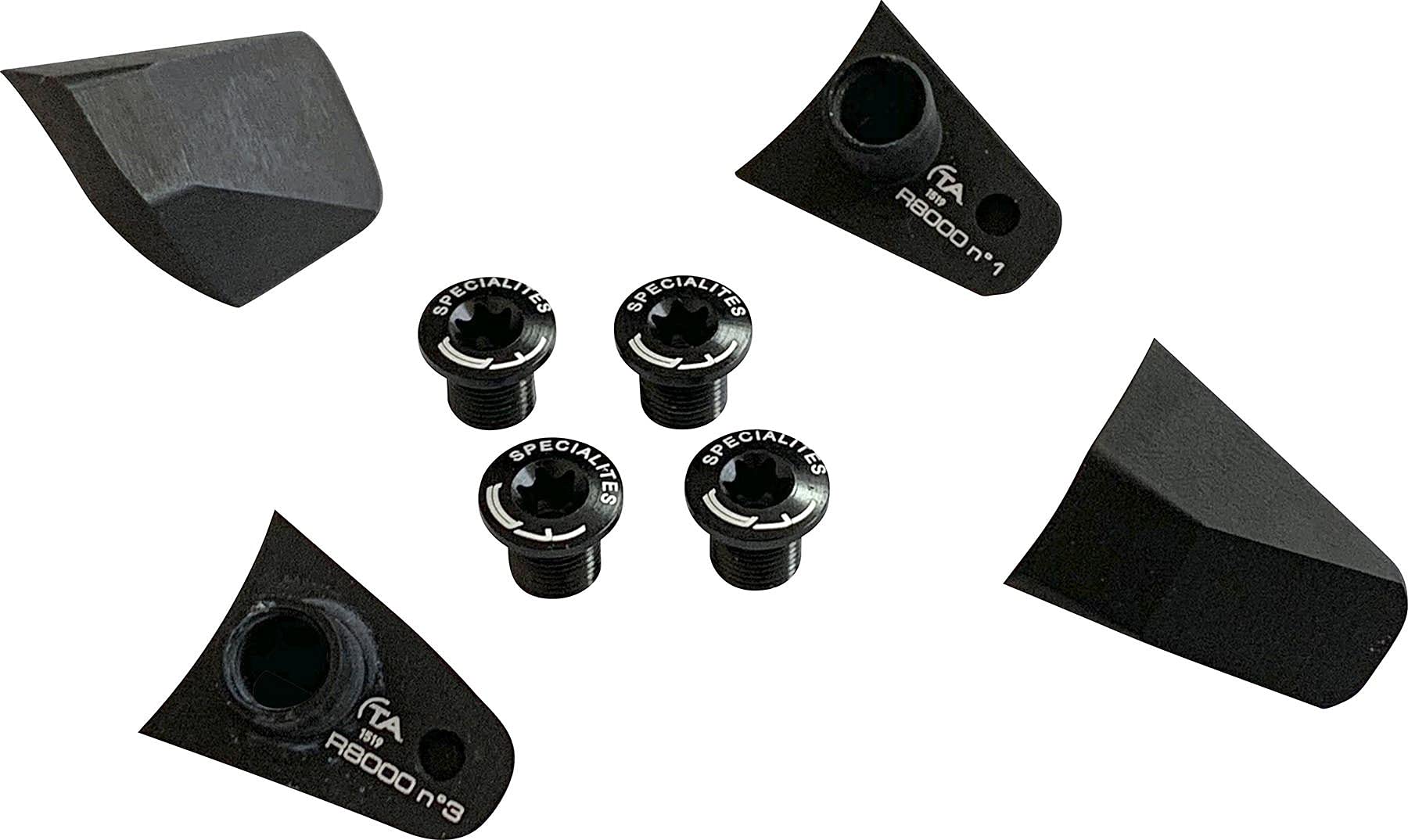 Spécialités TA R8000 Chainring Bolts & Cover Kit, Black, Pack of 4, Compatible with Shimano Ultegra R8000