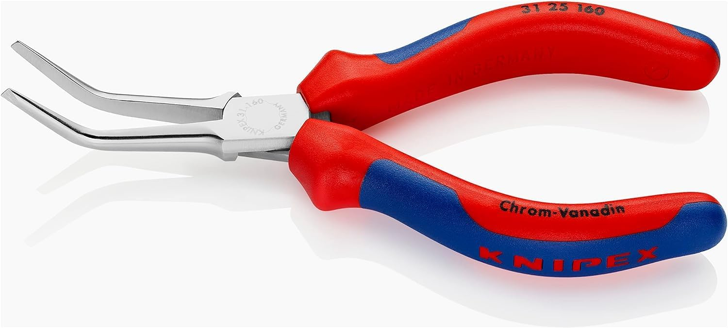 Knipex Flat Nose Pliers (Needle-Nose Pliers) chrome-plated, with multi-component grips 160 mm 31 25 160