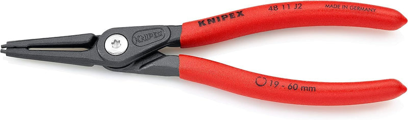 Knipex Precision Circlip Pliers for internal circlips in bore holes grey atramentized, with non-slip plastic coating 180 mm 48 11 J2