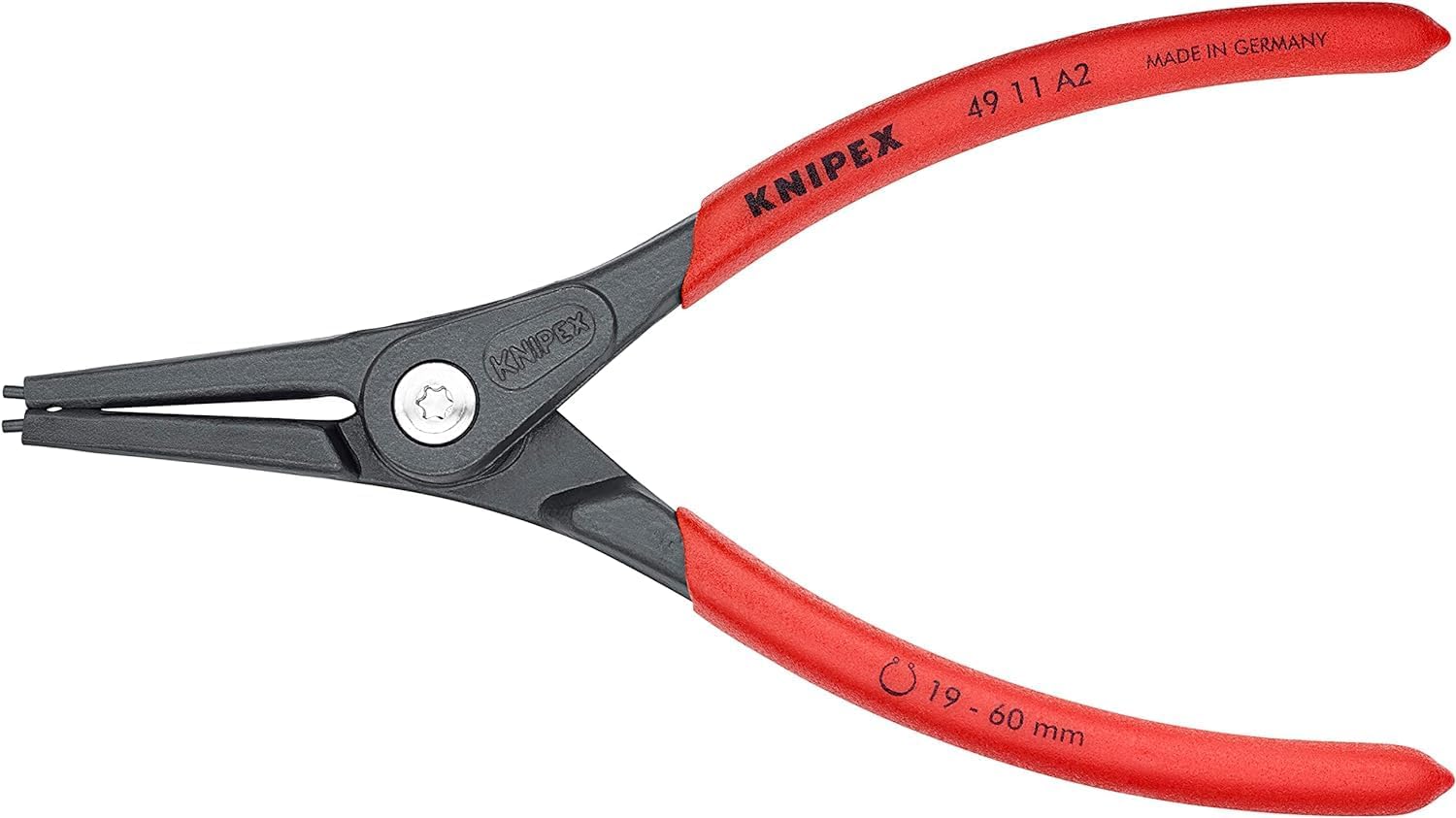 Knipex Precision Circlip Pliers for external circlips on shafts grey atramentized, with non-slip plastic coating 180 mm 49 11 A2