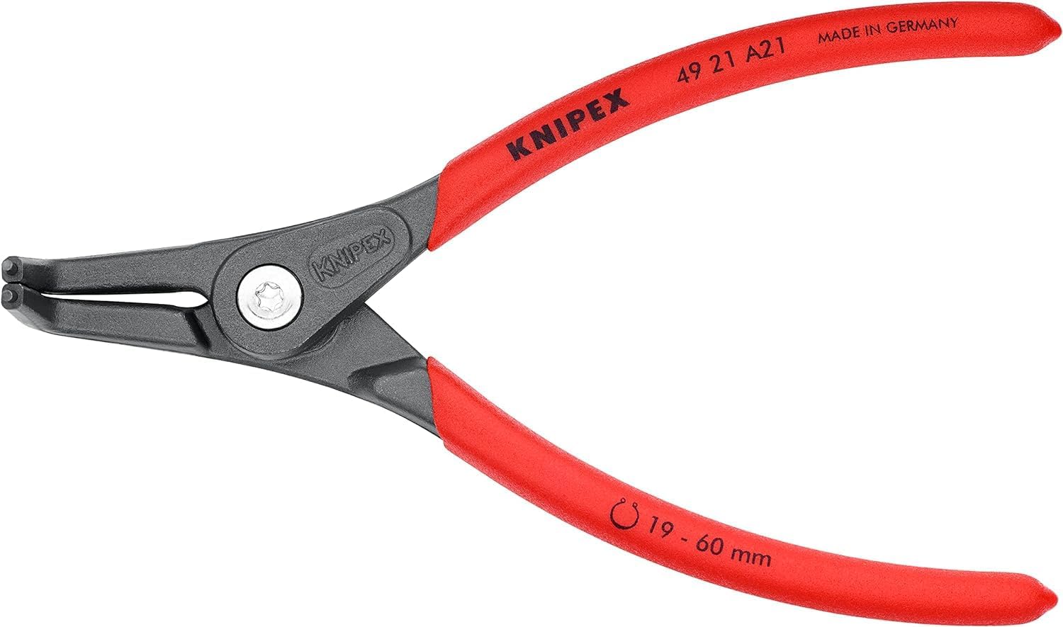Knipex Precision Circlip Pliers for external circlips on shafts grey atramentized, with non-slip plastic coating 165 mm 49 21 A21