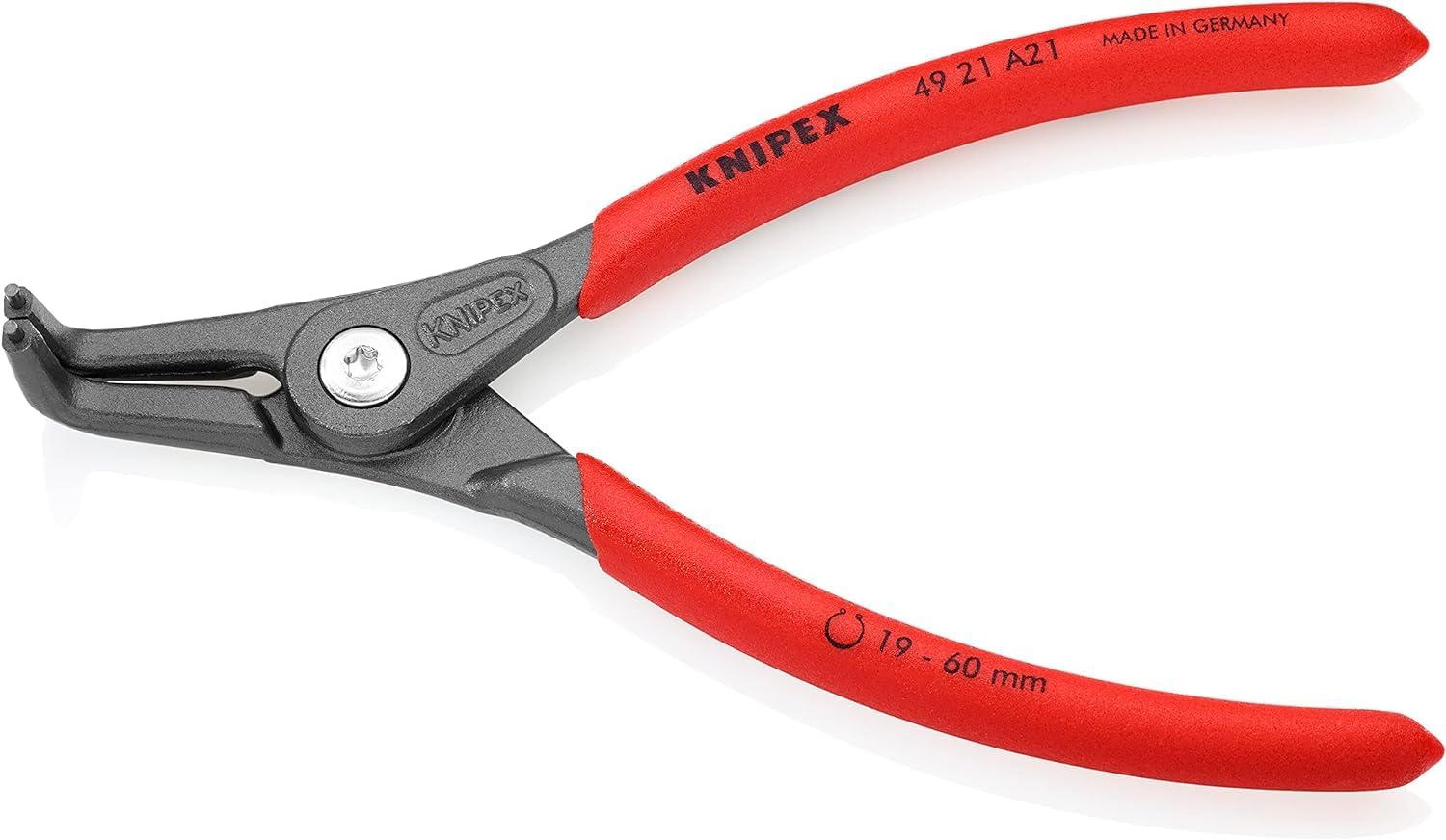 Knipex Precision Circlip Pliers for external circlips on shafts grey atramentized, with non-slip plastic coating 165 mm 49 21 A21