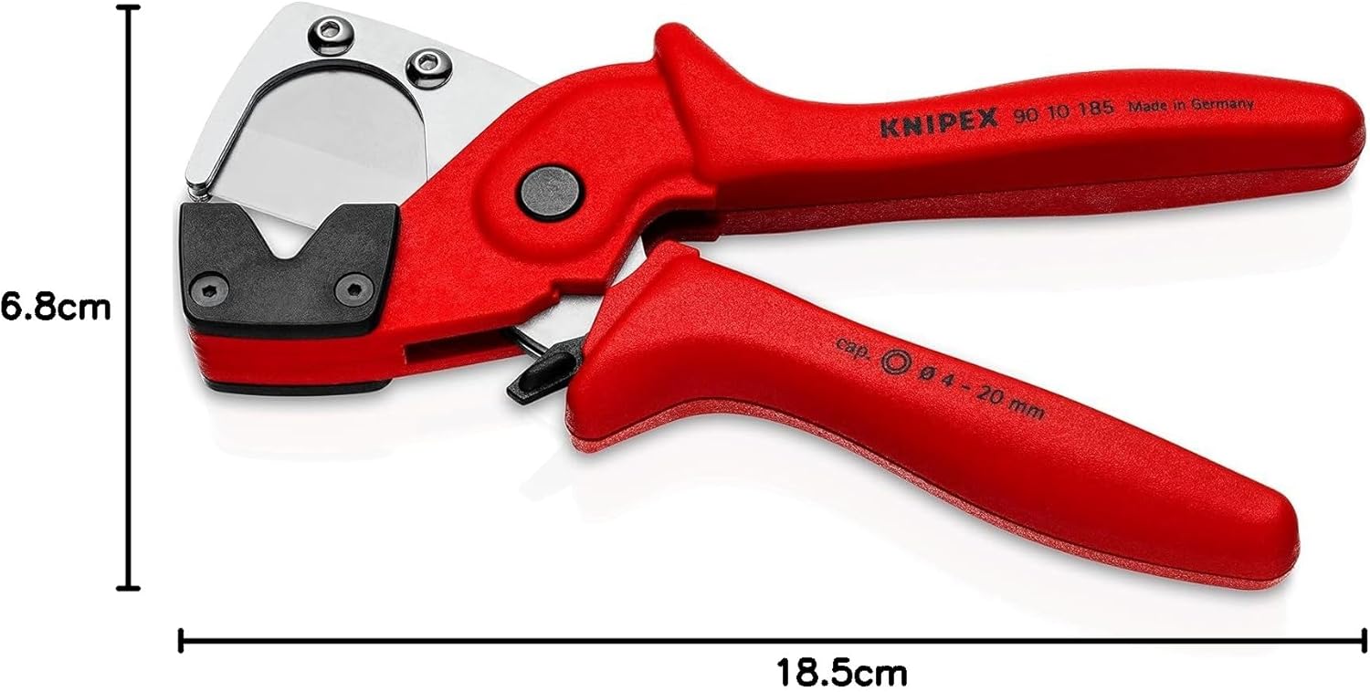 KNIPEX Pipe cutter for multilayer and pneumatic hoses glass fibre reinforced plastic handles 4 - 20 mm 90 10 185