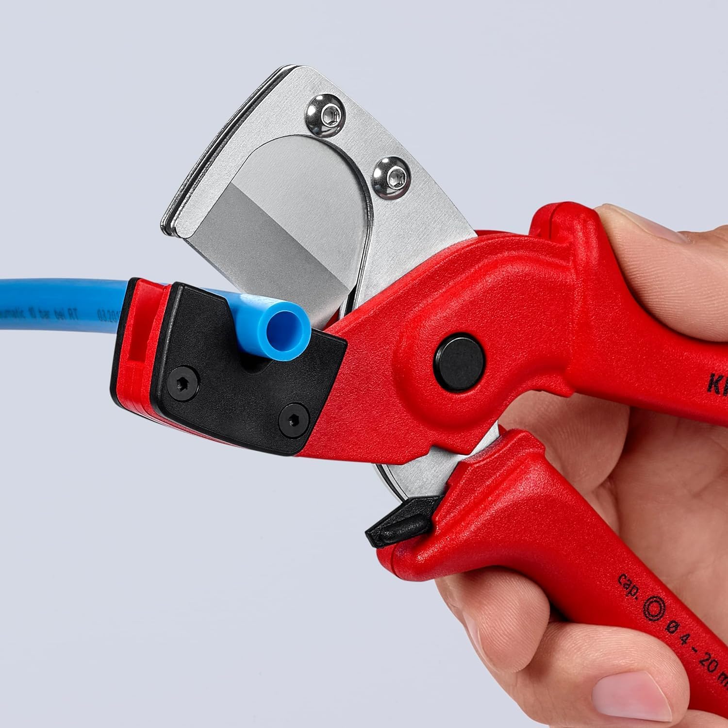 KNIPEX Pipe cutter for multilayer and pneumatic hoses glass fibre reinforced plastic handles 4 - 20 mm 90 10 185
