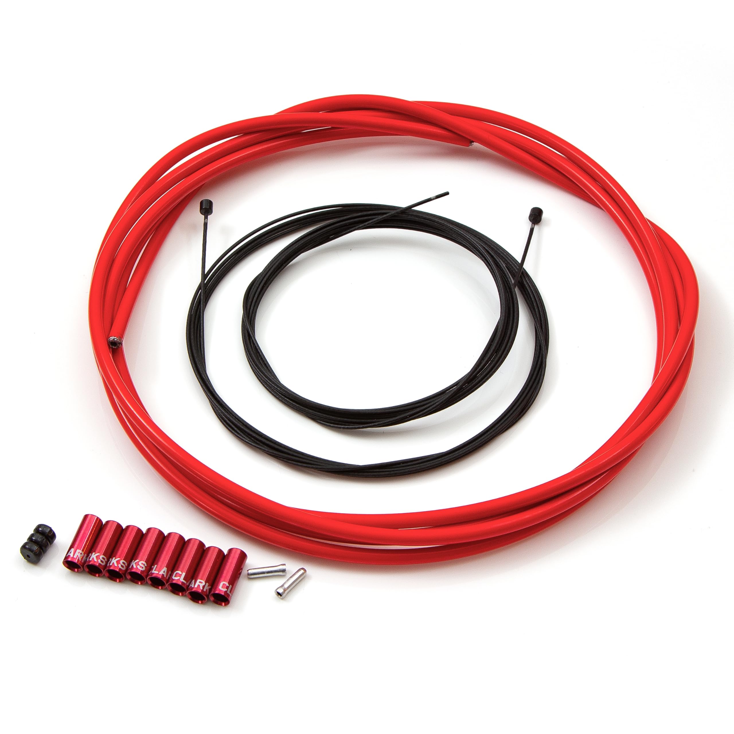 Clarks CNC ZERO-G Lightweight MTB + Road Bike Cycling Derailleur Mech GEAR Cable Kit in Red , White or Black (Red