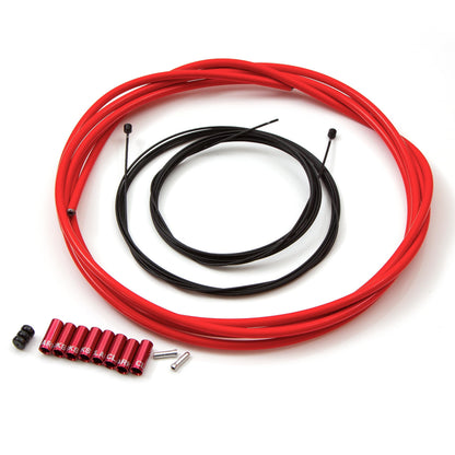 Clarks CNC ZERO-G Lightweight MTB + Road Bike Cycling Derailleur Mech GEAR Cable Kit in Red , White or Black (Red