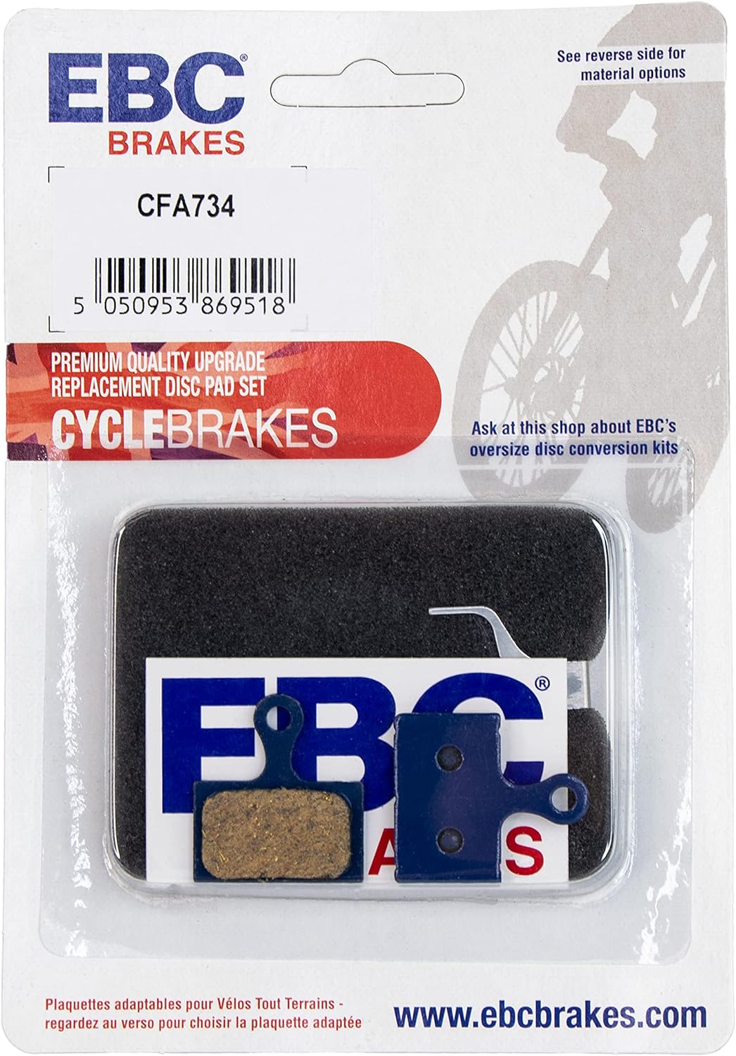EBC Brakes CFA734 Disc Brake Pads, Compatible with Shimano Post 2018, Green – Organic (Standard
