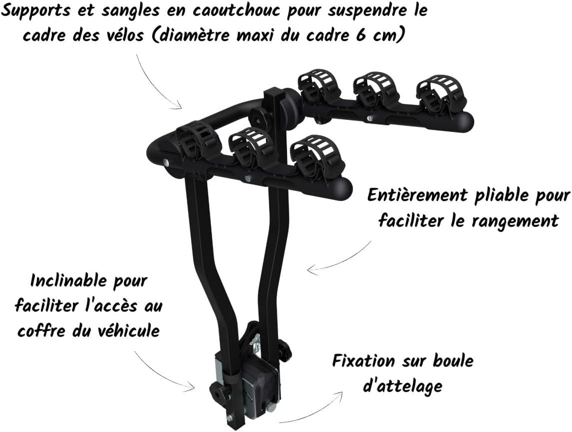 Peruzzo Arezzo Tow Ball Cycle Carrier, Black, 3 Bikes