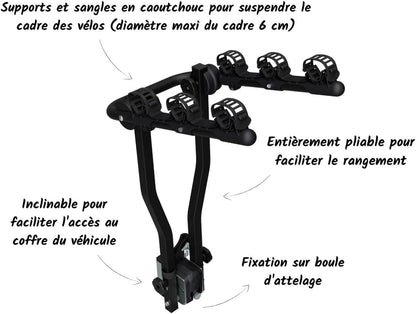Peruzzo Arezzo Tow Ball Cycle Carrier, Black, 3 Bikes