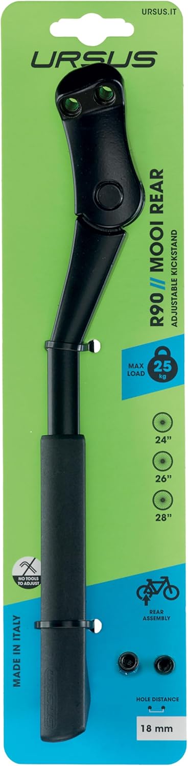 Ursus Mooi Rear 18mm Kickstand, Black, 24" / 26" / 28" (700c