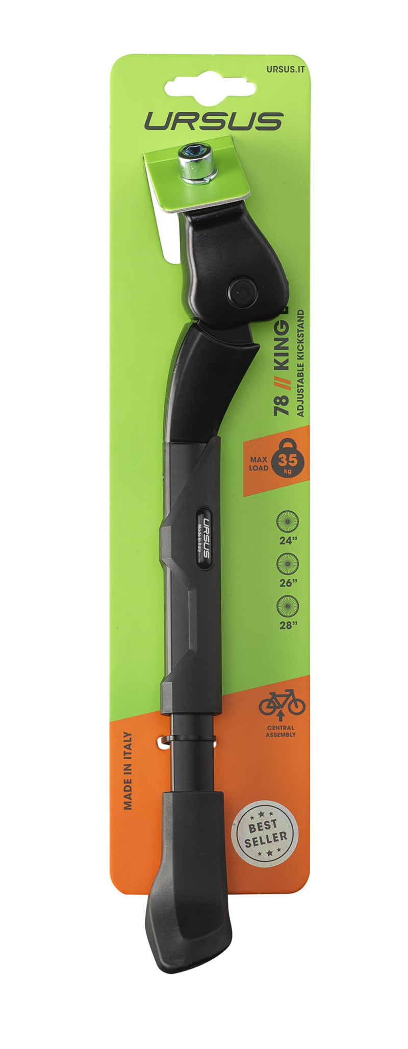 Ursus King Evo Central Kickstand, Black, 24" / 26" / 28" (700c