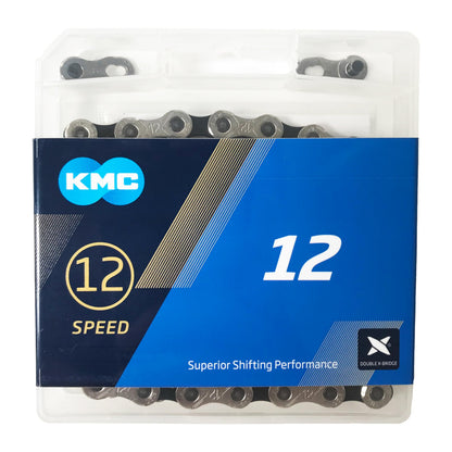 KMC 12 Speed eBike Chain, 128 Link, Black/Silver