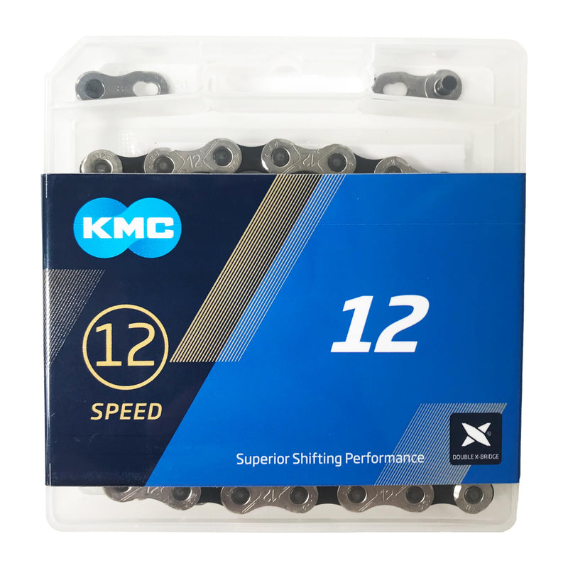 KMC 12 Speed eBike Chain, 128 Link, Black/Silver