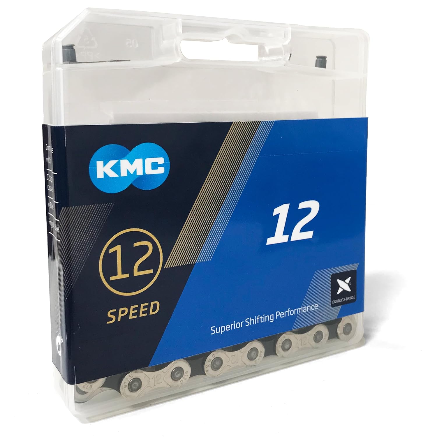 KMC 12 Speed eBike Chain, 128 Link, Black/Silver