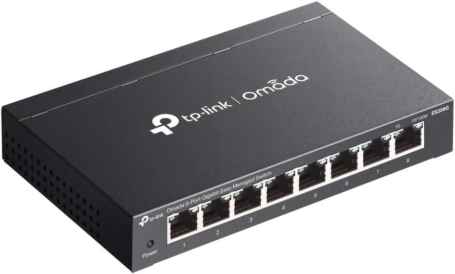 TP-Link ES208G 8 Port Gigabit Network Switch, Omada Ethernet Switch, Ethernet Splitter, Metal Case, Easy Cloud Managment, Silent operation, Energy Saving, Plug & Play, Desktop/Wall Mounting