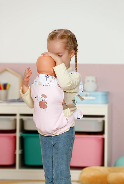 BABY born Baby Carrier, doll carrier for kids with 2 viewing directions and adjustable strap in pink and gray, suitable for 36cm and 43cm dolls