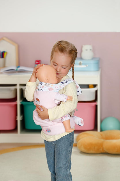 BABY born Baby Carrier, doll carrier for kids with 2 viewing directions and adjustable strap in pink and gray, suitable for 36cm and 43cm dolls