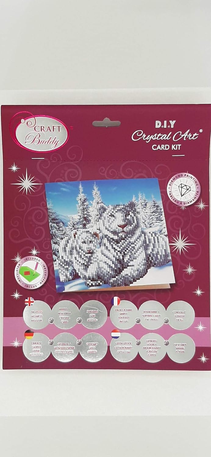 White Tigers 18x18cm Crystal Art Card