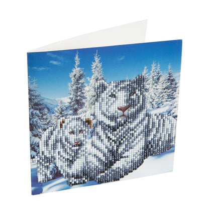 White Tigers 18x18cm Crystal Art Card