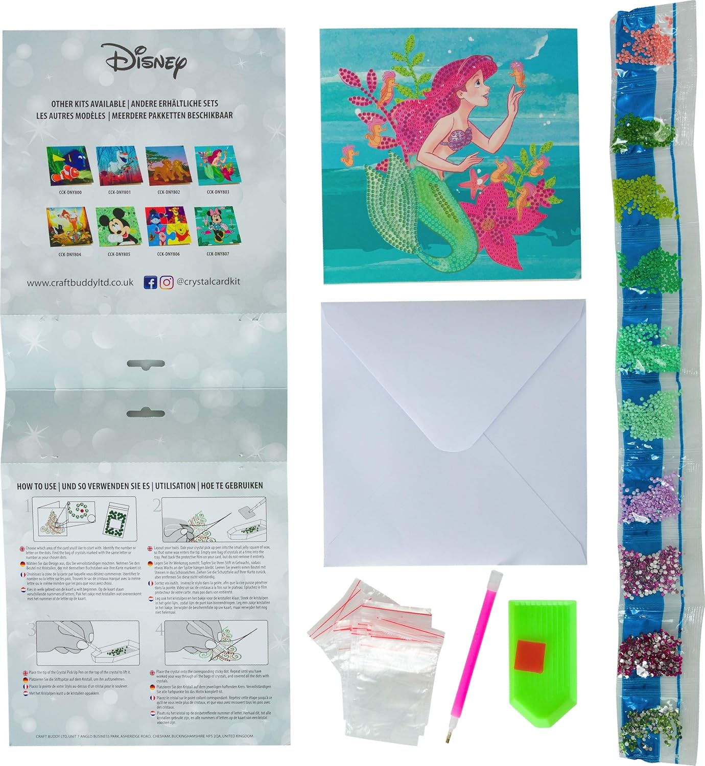 Craft Buddy Crystal Art CCK-DNY803 Ariel, 18x18cm Crystal Art Card