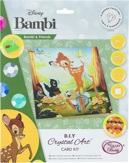 Bambi and Friends 18x18cm Crystal Art Card