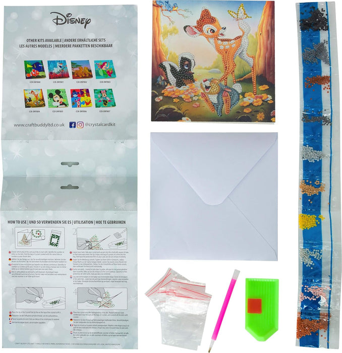 Bambi and Friends 18x18cm Crystal Art Card