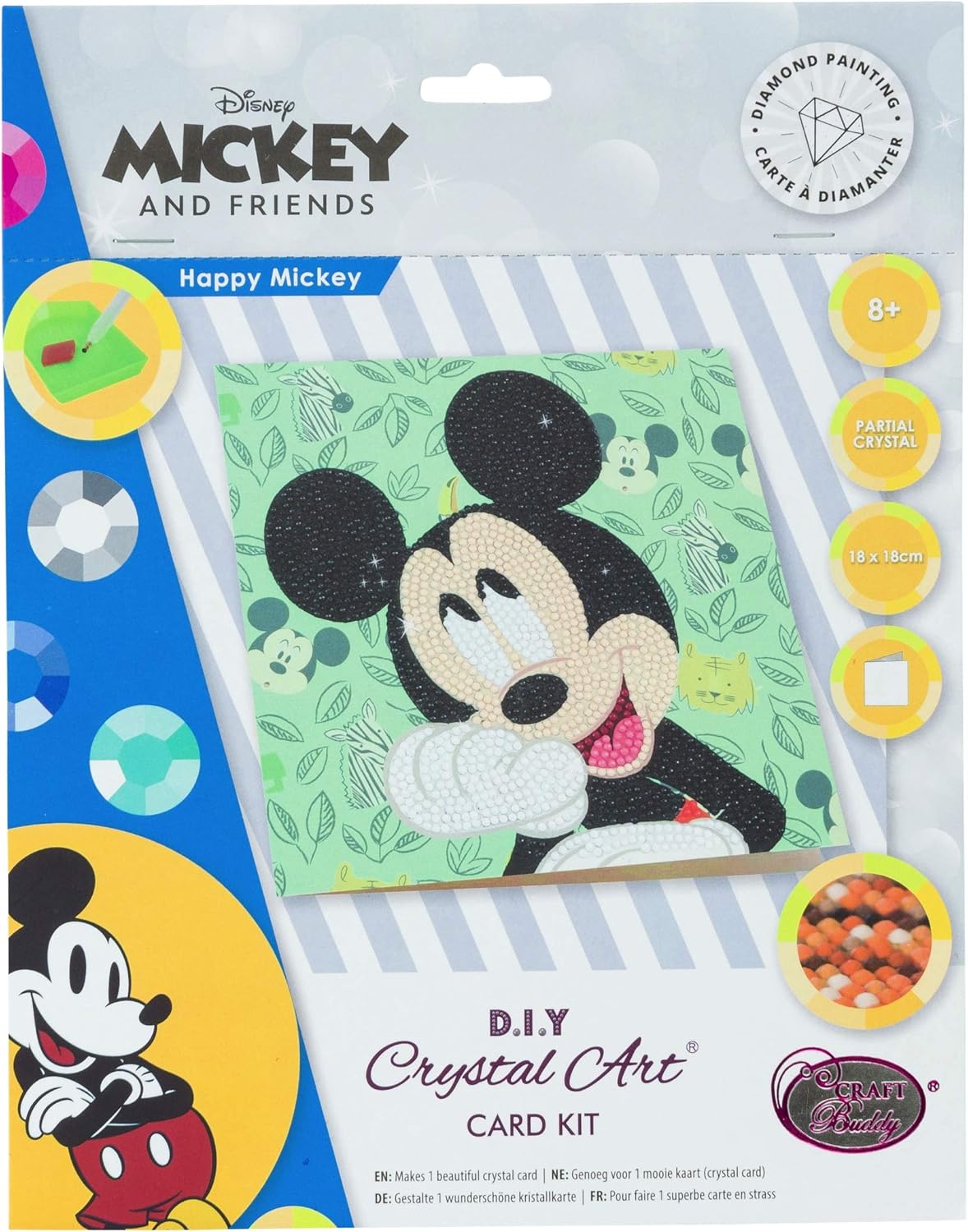 Happy Mickey 18x18cm Crystal Art Card