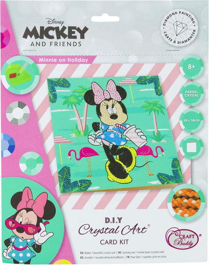 Minnie on Holiday 18x18cm Crystal Art Card