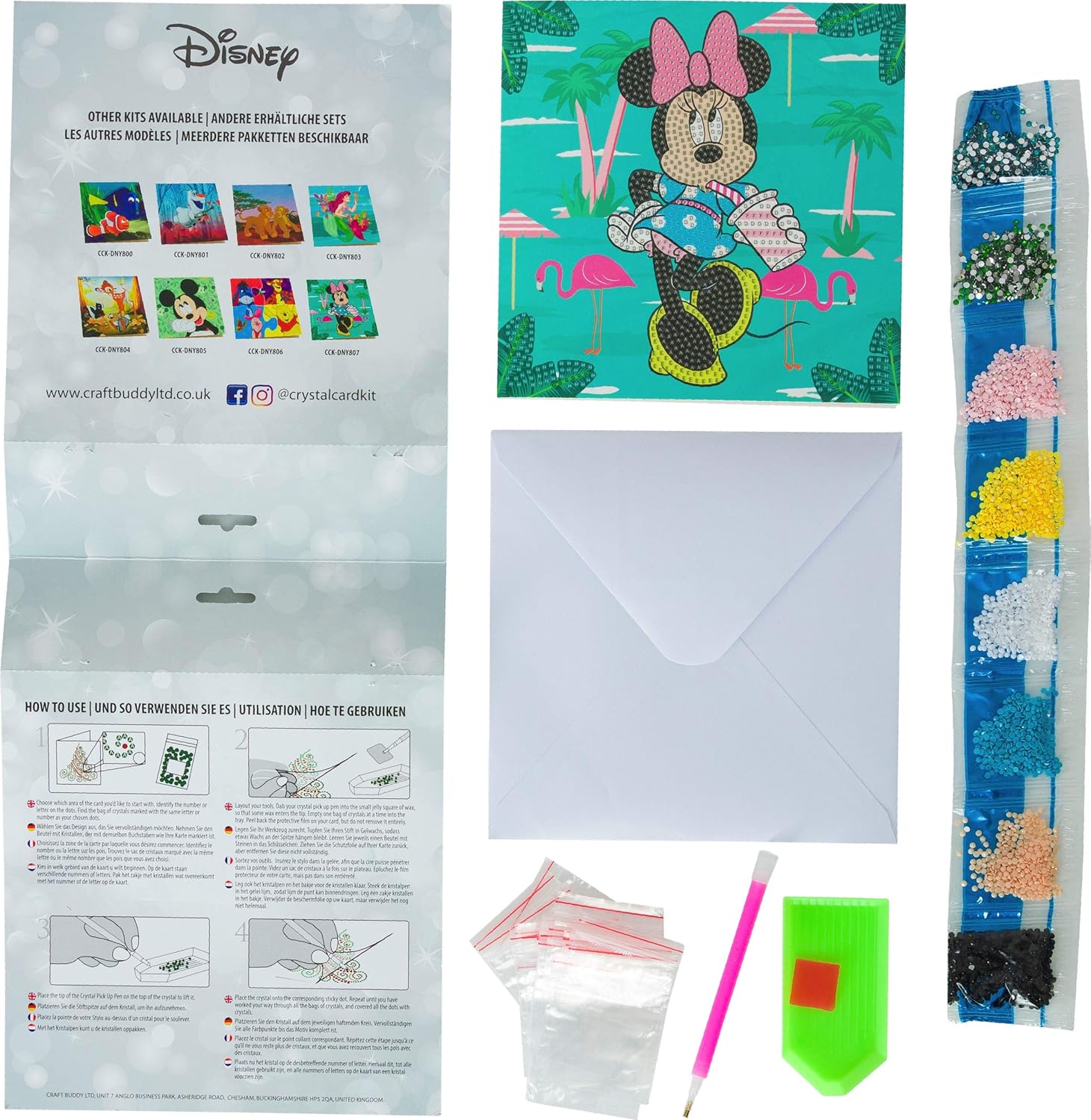 Minnie on Holiday 18x18cm Crystal Art Card