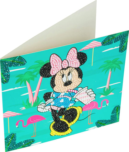 Minnie on Holiday 18x18cm Crystal Art Card