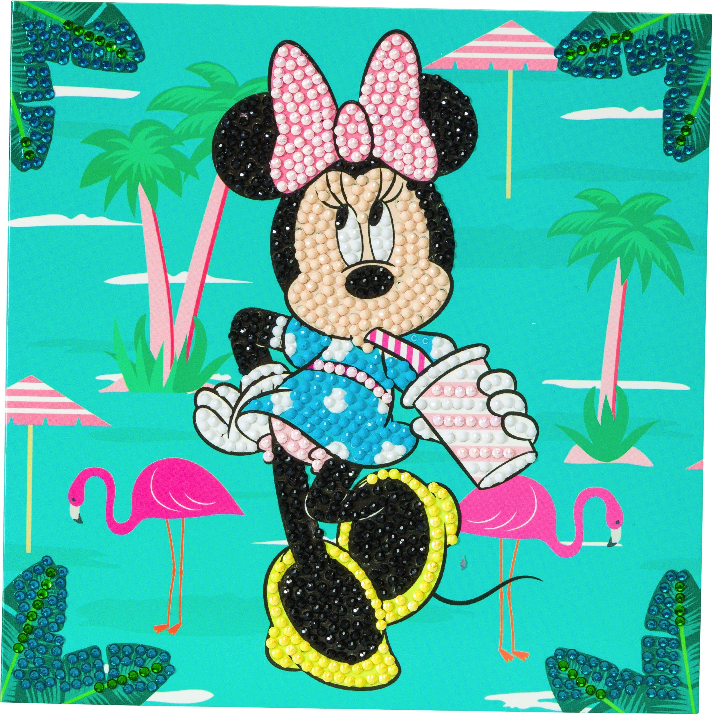 Minnie on Holiday 18x18cm Crystal Art Card