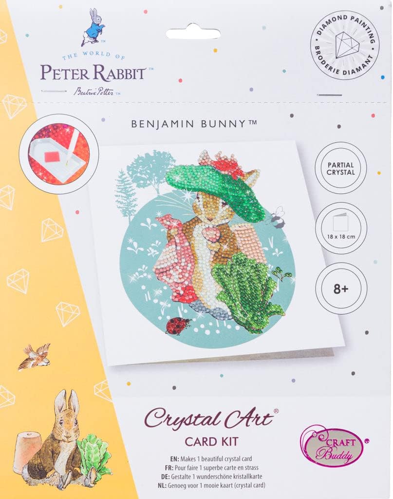 Benjamin Bunny 18x18cm Crystal Art Card