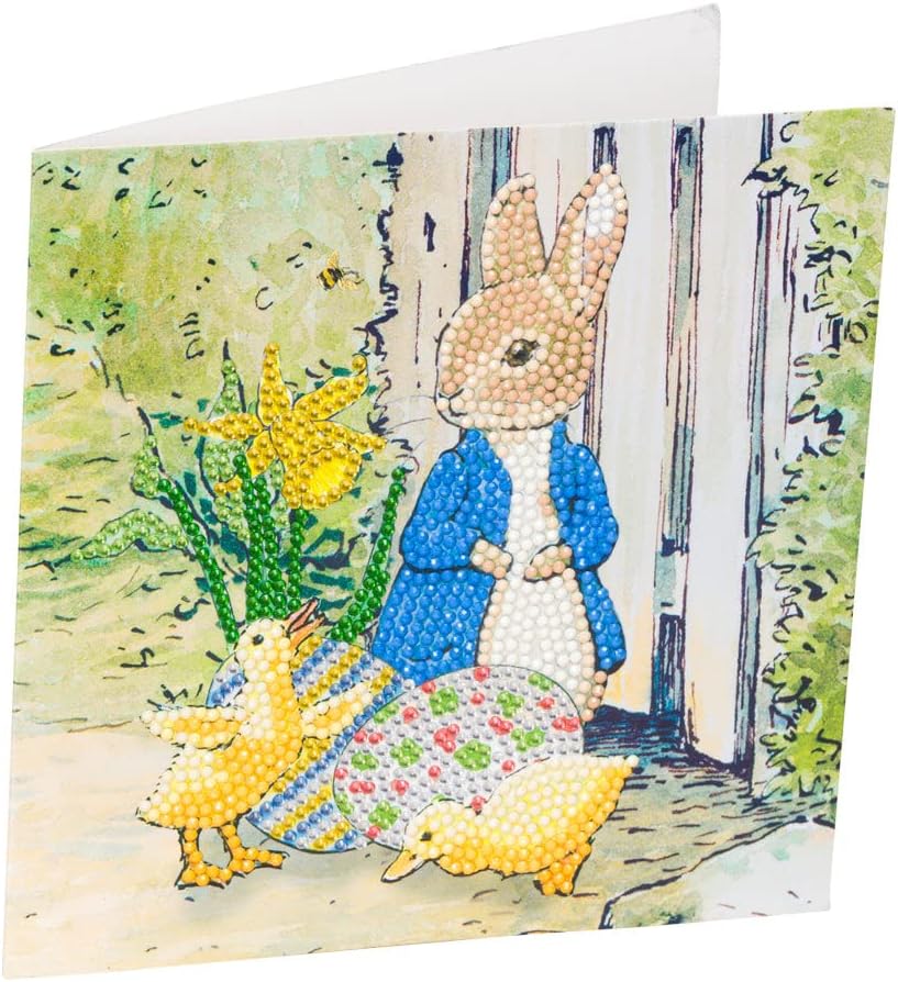 Peter Rabbit and Chicks 18x18cm Crystal Art Card
