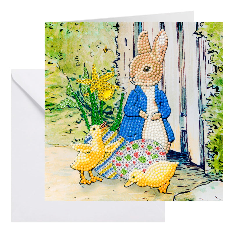 Peter Rabbit and Chicks 18x18cm Crystal Art Card
