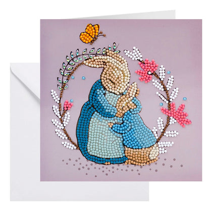 Peter Rabbit and Mum 18x18cm Crystal Art Card
