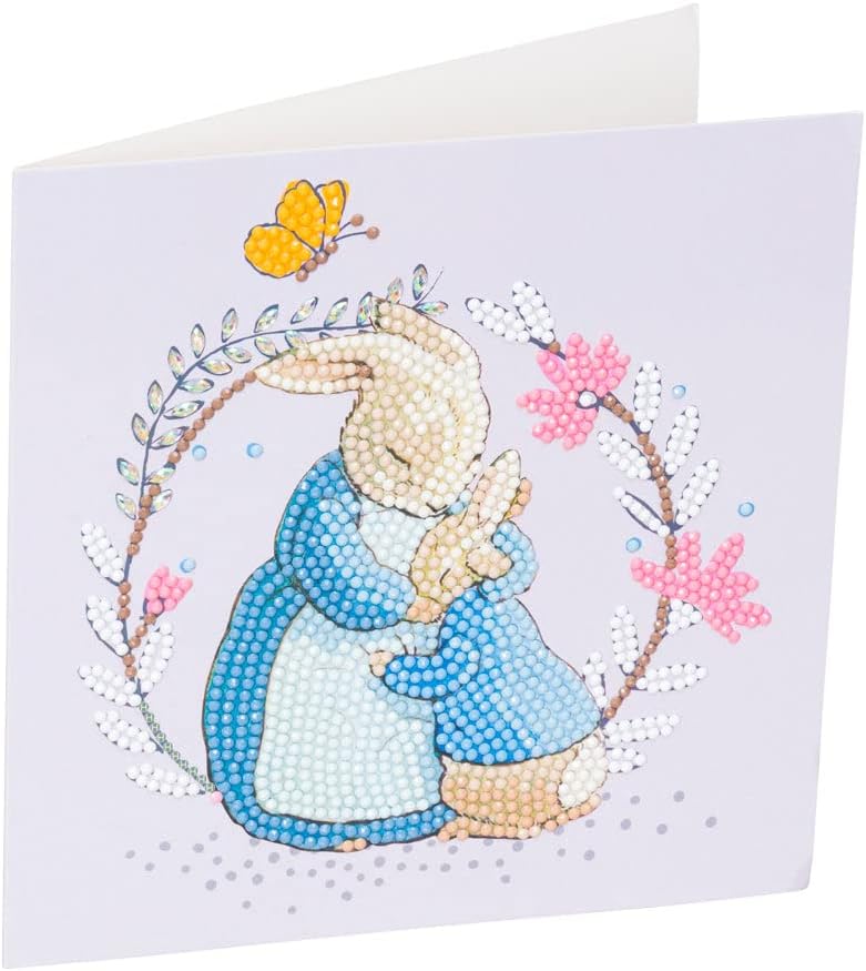 Peter Rabbit and Mum 18x18cm Crystal Art Card