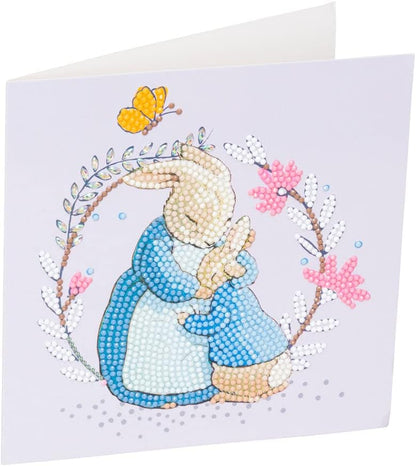 Peter Rabbit and Mum 18x18cm Crystal Art Card