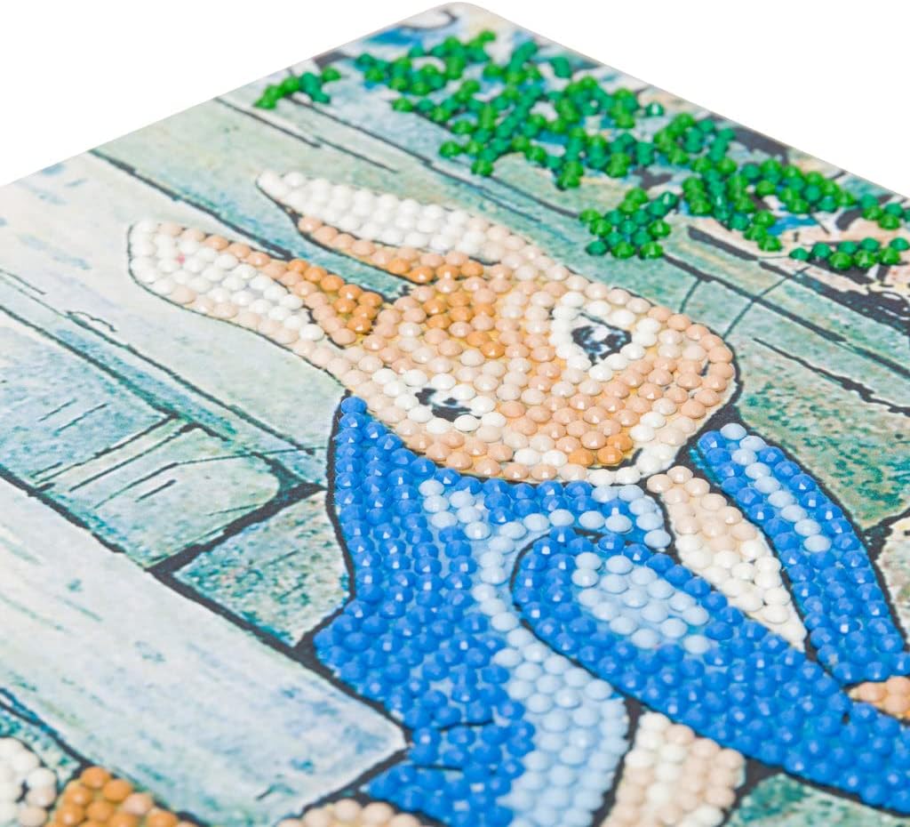 Peter Rabbit Under the Fence 18x18cm Crystal Art Card
