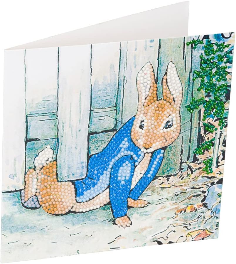 Peter Rabbit Under the Fence 18x18cm Crystal Art Card