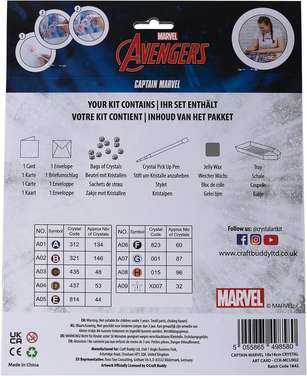 Captain Marvel 18x18cm Crystal Art Card