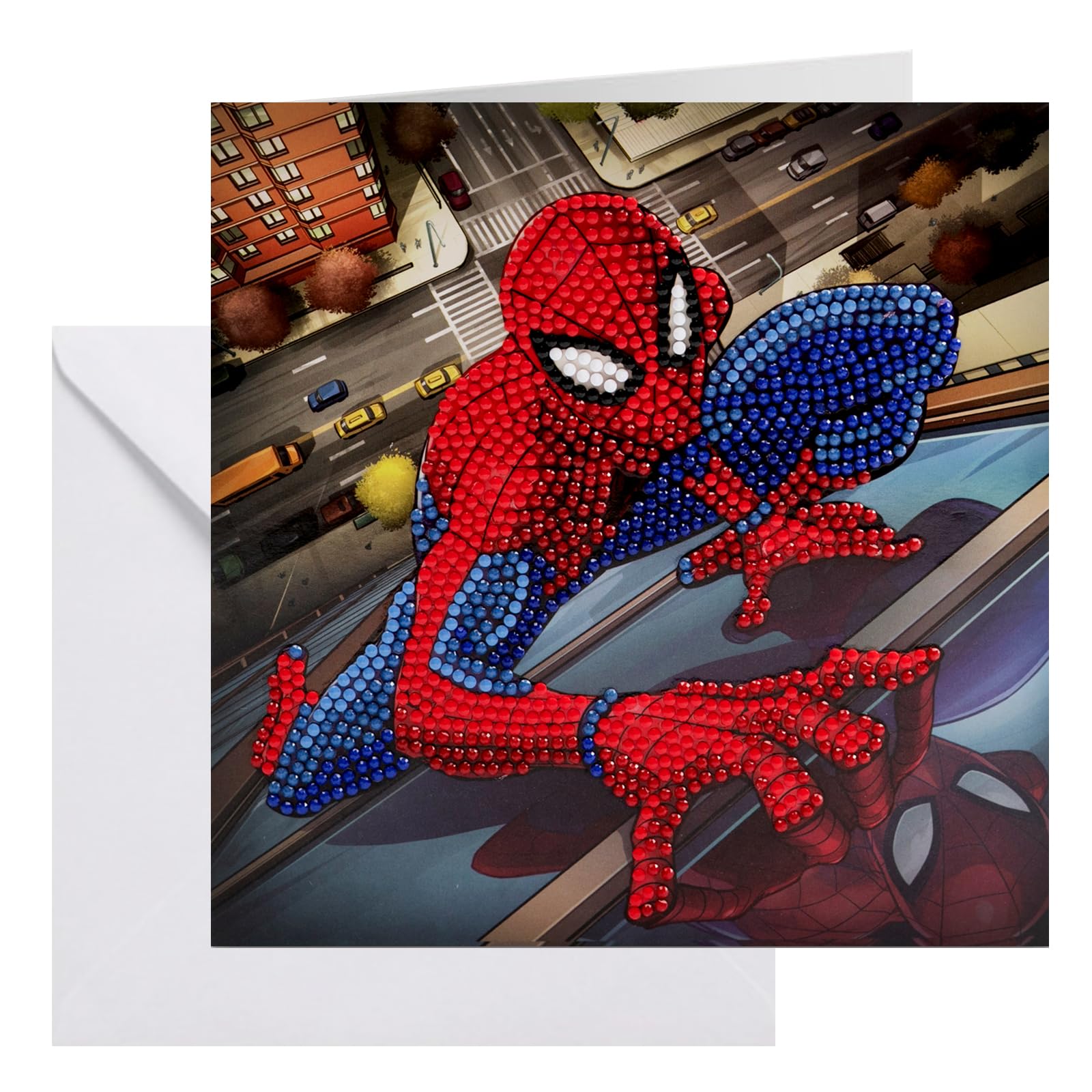 CRYSTAL ART Spiderman Kristallkunstkarte, 18 x 18 cm, Kristallkunst, Diamantmalerei, 8+ Jahre, nicht faltbar
